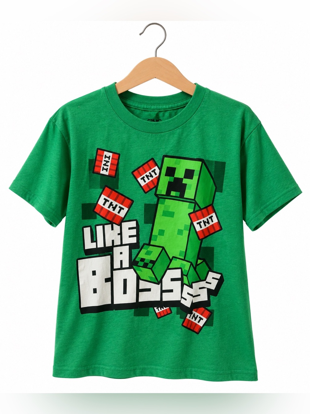 Kids Green 'Like A Boss' Creeper Graphic Short Sleeve Tee